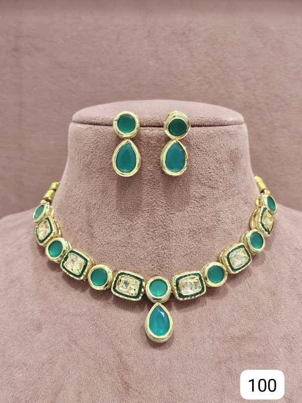 Elegant Kundan Necklace Set – Code 100