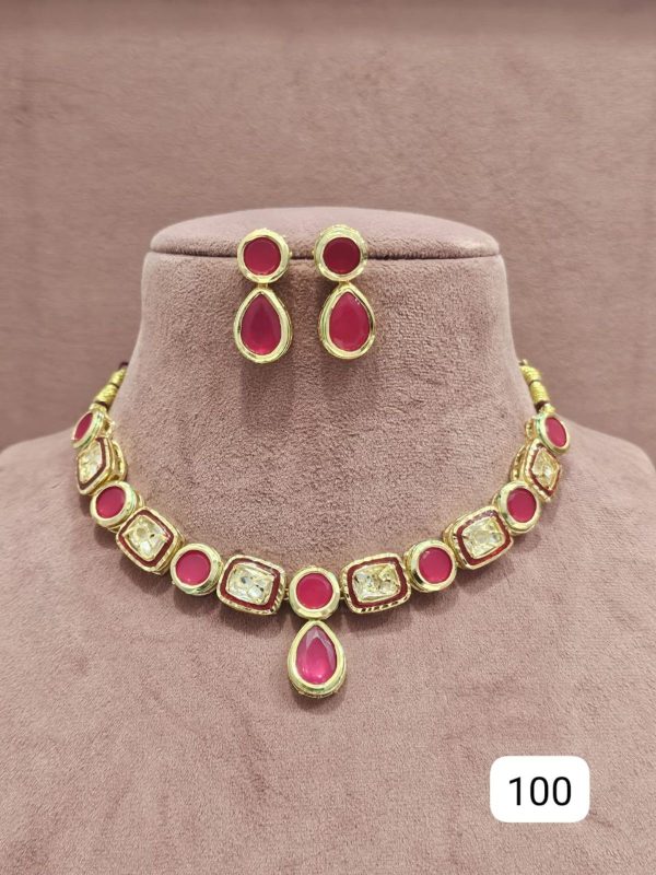 Elegant Kundan Necklace Set – Code 100