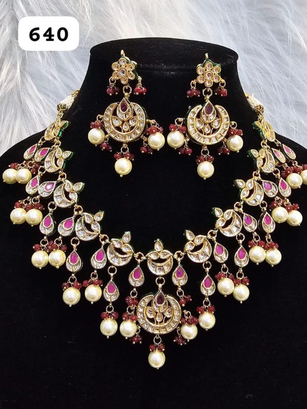 ? Royal Long Kundan Necklace Set – Code 640